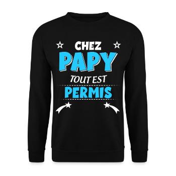 Chez Papy Tout Est Permis - Sweat-shirt Unisexe - noir - Devant - Alina (178cm) & Michal (187cm)