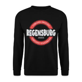 Regensburg Deutschland Stadt Skyline Heimat Liebe - Unisex Pullover - Schwarz - Vorne - Alina (178cm) & Michal (187cm)