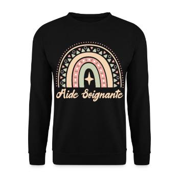 Gift caregiver. Boho Rainbow Caregiver - Unisex Sweatshirt - black - Front - Alina (178cm) & Michal (187cm)