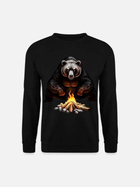 Cozy bear at the campfire - Unisex Sweatshirt - black