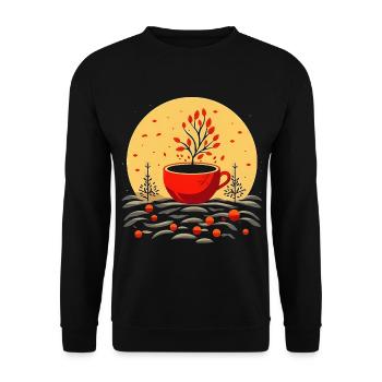 Coffee cup - Unisex Sweatshirt - black - Front - Alina (178cm) & Michal (187cm)