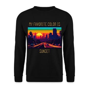 Meine Lieblingsfarbe ist Sonnenuntergang - Unisex Pullover - Schwarz - Vorne - Alina (178cm) & Michal (187cm)