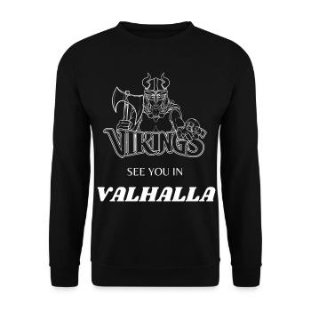 VIKINGS see you in Valhalla - Unisex Pullover - Schwarz - Vorne - Alina (178cm) & Michal (187cm)