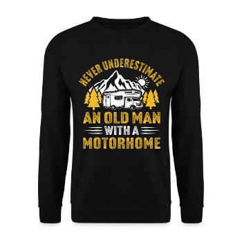 never underestimate an old man with a motorhome - Unisex Sweatshirt - black - Front - Alina (178cm) & Michal (187cm)
