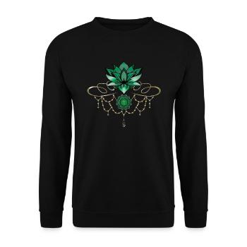 Grüner Lotus Chakren unalome - Unisex Pullover - Schwarz - Vorne - Alina (178cm) & Michal (187cm)