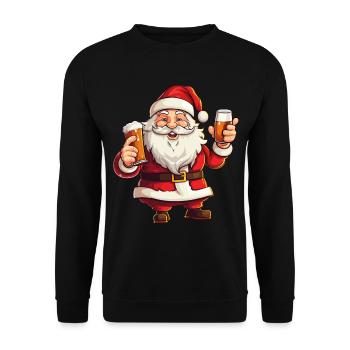 Santa Claus Beer Alcohol Cheers Mulled Wine Schnapps - Unisex Sweatshirt - black - Front - Alina (178cm) & Michal (187cm)