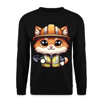 Mignon chat ouvrier de la construction - Sweat-shirt Unisexe - noir - Devant - Alina (178cm) & Michal (187cm)