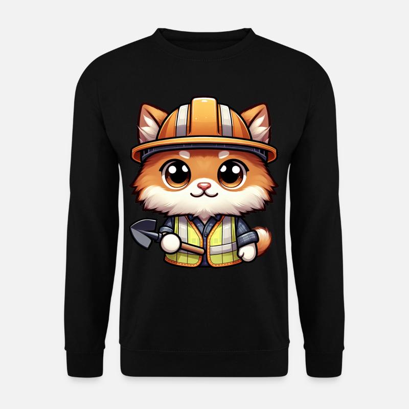 Cute Cat Construction Worker - Unisex Pullover - Schwarz