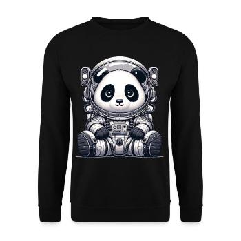 Cute Panda Astronaut - Unisex Sweatshirt - black - Front - Alina (178cm) & Michal (187cm)