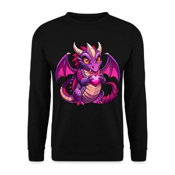 Farbenfroher Drache - Unisex Pullover - Schwarz - Vorne - Alina (178cm) & Michal (187cm)