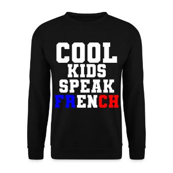 French language Cool Kids Speak French Gift France - Unisex Sweatshirt - black - Front - Alina (178cm) & Michal (187cm)