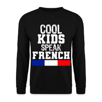 cool Kids Speak French language Gift for France - Unisex Sweatshirt - black - Front - Alina (178cm) & Michal (187cm)