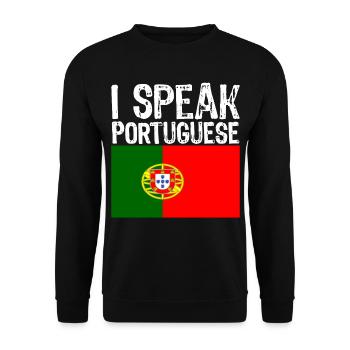i speak PORTUGUESE funny gift for Brazil - Unisex Sweatshirt - black - Front - Alina (178cm) & Michal (187cm)