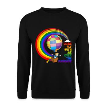 Flieg mit mir über den Regenbogen. - Unisex Pullover - Schwarz - Vorne - Alina (178cm) & Michal (187cm)