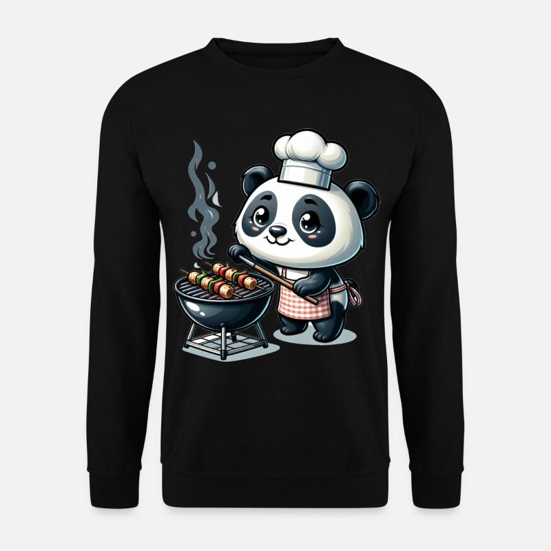Cute BBQ Panda - Unisex Sweatshirt - black