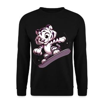 Tigre snowboarder mignon - Sweat-shirt Unisexe - noir - Devant - Alina (178cm) & Michal (187cm)