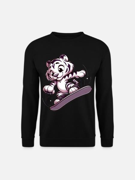 Cute Snowboarder Tiger - Unisex Sweatshirt - black