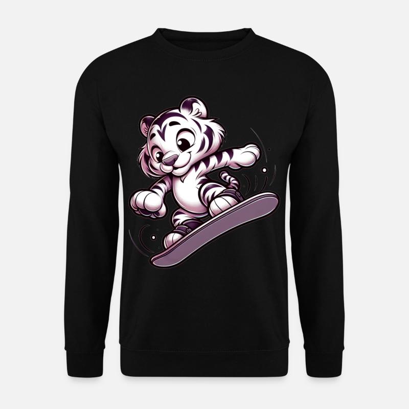 Cute Snowboarder Tiger - Unisex Pullover - Schwarz