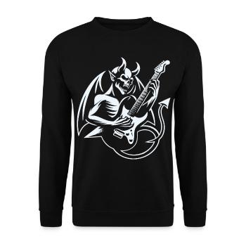Gitarren Teufel Design für den Metal und Rock Fan - Unisex Pullover - Schwarz - Vorne - Alina (178cm) & Michal (187cm)