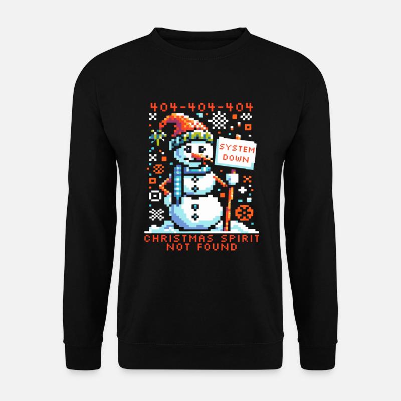 Lustige Weihnachten 404 Fehler Schneemann Pixel Art - Unisex Pullover - Schwarz