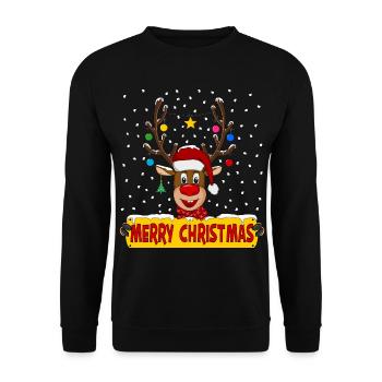 Joyeux Noël Renne - Sweat-shirt Unisexe - noir - Devant - Alina (178cm) & Michal (187cm)