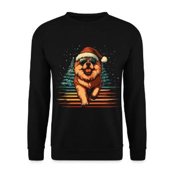 Chow Chow avec lunettes de soleil et chapeau de Noël - Sweat-shirt Unisexe - noir - Devant - Alina (178cm) & Michal (187cm)