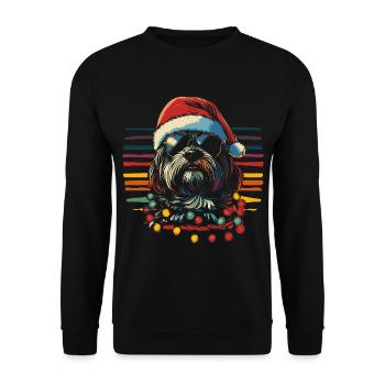 Havaneser mit Sonnenbrille und Weihnachtsmütze - Unisex Pullover - Schwarz - Vorne - Alina (178cm) & Michal (187cm)
