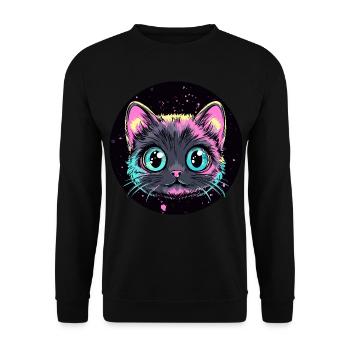 Neon Cat Pop Art - Unisex Sweatshirt - black - Front - Alina (178cm) & Michal (187cm)