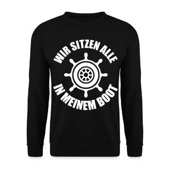 Motorboot Kapitän Boot Boote Seefahrt Geschenk - Unisex Pullover - Schwarz - Vorne - Alina (178cm) & Michal (187cm)