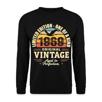 1969 Geburtstagsgeschenk Vintage 1969 Retro 1969 - Unisex Pullover - Schwarz - Vorne - Alina (178cm) & Michal (187cm)