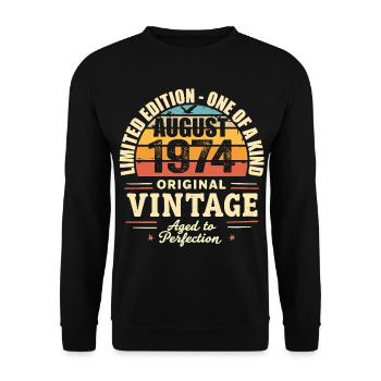 August 1974 Geburtstag August 1974 - Unisex Pullover - Schwarz - Vorne - Alina (178cm) & Michal (187cm)