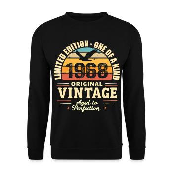 1968 Geburtstagsgeschenk Jahrgang 1968 Retro 1968 - Unisex Pullover - Schwarz - Vorne - Alina (178cm) & Michal (187cm)