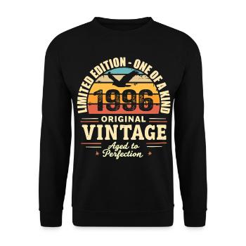 Geburtstagsgeschenk 1996 Jahrgang 1996 Retro 1996 - Unisex Pullover - Schwarz - Vorne - Alina (178cm) & Michal (187cm)