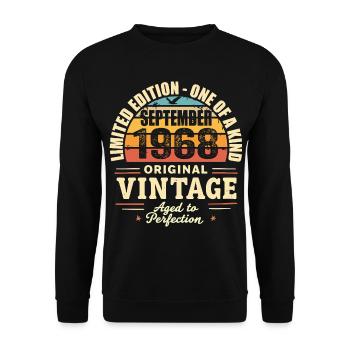 Septembre 1968 Cadeau 1968 Vintage Septembre 1968 - Sweat-shirt Unisexe - noir - Devant - Alina (178cm) & Michal (187cm)