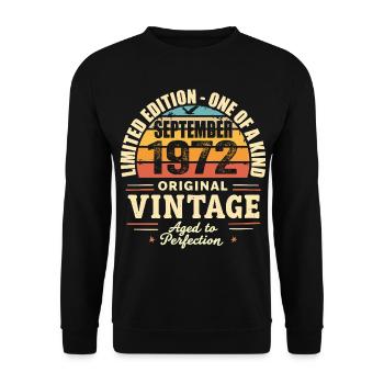 Septembre 1972 Cadeau 1972 Vintage Septembre 1972 - Sweat-shirt Unisexe - noir - Devant - Alina (178cm) & Michal (187cm)