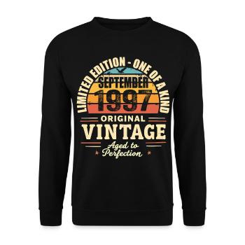 Septembre 1997 Cadeau 1997 Vintage Septembre 1997 - Sweat-shirt Unisexe - noir - Devant - Alina (178cm) & Michal (187cm)