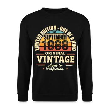 Septembre 1988 Cadeau 1988 Vintage Septembre 1988 - Sweat-shirt Unisexe - noir - Devant - Alina (178cm) & Michal (187cm)