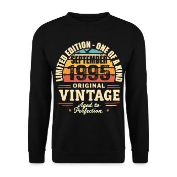 Septembre 1995 Cadeau 1995 Vintage Septembre 1995 - Sweat-shirt Unisexe - noir - Devant - Alina (178cm) & Michal (187cm)