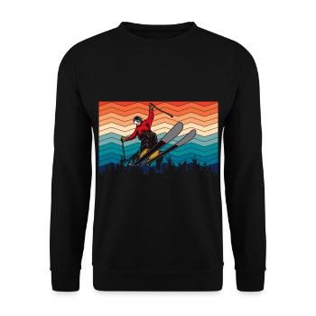 Vintage Sonne und Sking - (SK) - Unisex Pullover - Schwarz - Vorne - Alina (178cm) & Michal (187cm)