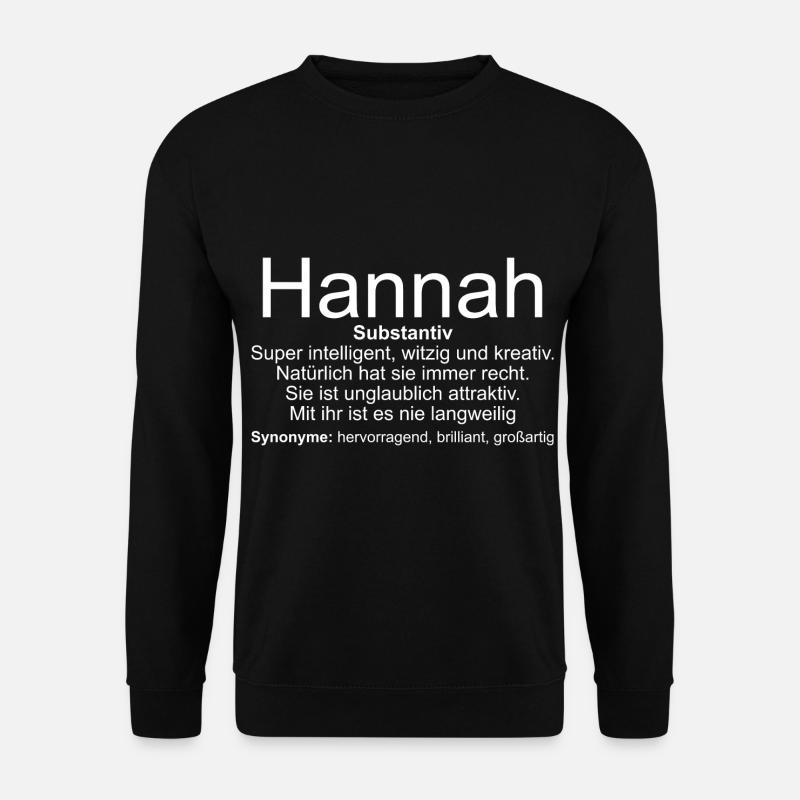 Name Definition Hannah - Unisex Pullover - Schwarz