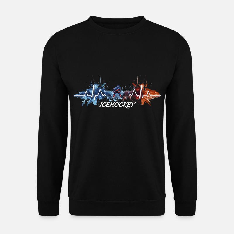 Herzschlag Eishockey Heart beat EKG - Unisex Pullover - Schwarz