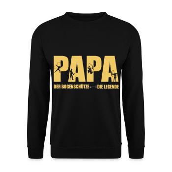 Papa Bogenschütze ,Legende Vater, Bogenschießen - Unisex Pullover - Schwarz - Vorne - Alina (178cm) & Michal (187cm)