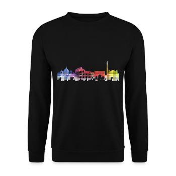 Rome Rome Italie Ville Skyline Pixel Coloré - Sweat-shirt Unisexe - noir - Devant - Alina (178cm) & Michal (187cm)