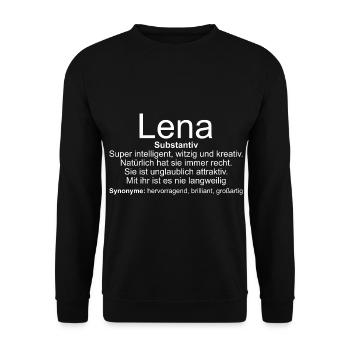 Name Definition Lena - Unisex Pullover - Schwarz - Vorne - Alina (178cm) & Michal (187cm)