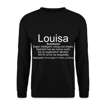 Name Definition Louisa - Unisex Pullover - Schwarz - Vorne - Alina (178cm) & Michal (187cm)