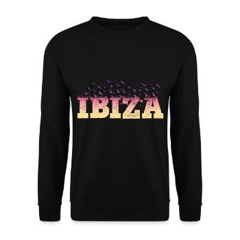 Ibiza Plage d’été Mer Palmiers Oiseaux Police Coloré - Sweat-shirt Unisexe - noir - Devant - Alina (178cm) & Michal (187cm)
