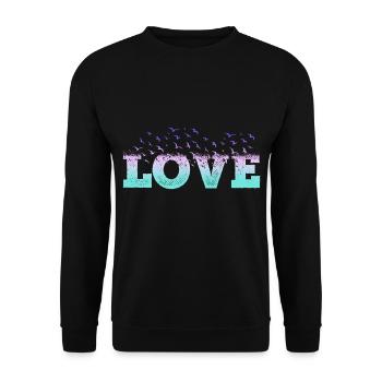 Love Love Heart Birds Romantic I Love You - Unisex Sweatshirt - black - Front - Alina (178cm) & Michal (187cm)