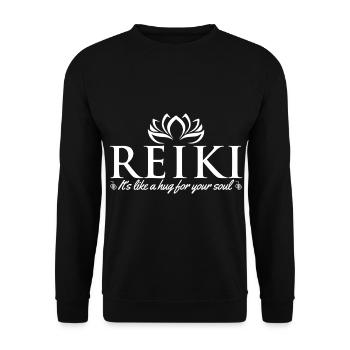 Reikimeister Geschenkideen | Reiki Behandlung Yoga - Unisex Pullover - Schwarz - Vorne - Alina (178cm) & Michal (187cm)