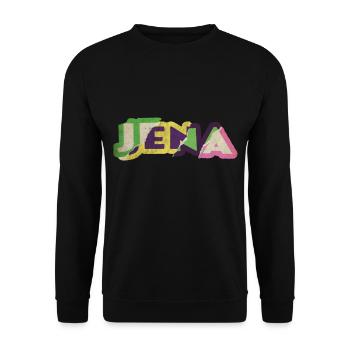 Jena Deutschland Stadt Schrift Punk Retro - Unisex Pullover - Schwarz - Vorne - Alina (178cm) & Michal (187cm)