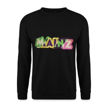 Mainz Deutschland Stadt Schrift Punk Retro - Unisex Pullover - Schwarz - Vorne - Alina (178cm) & Michal (187cm)